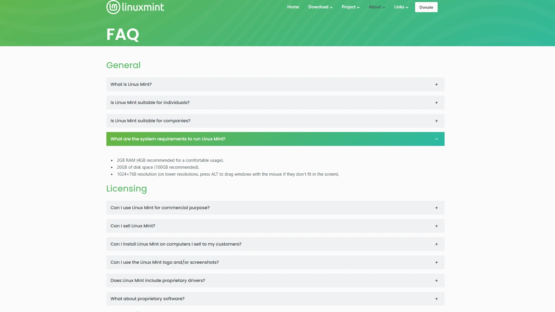 Linux Mint laitteistovaatimukset